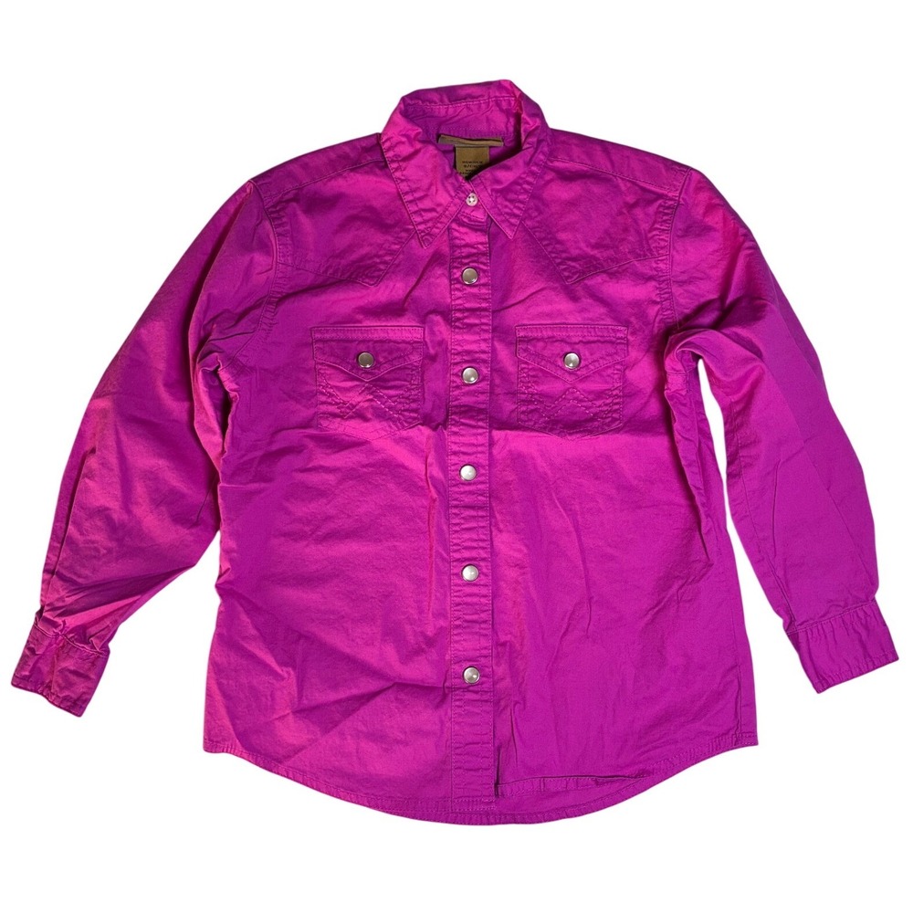 Wrangler Girls S Pink Pearl Snap Western Shirt Long Sleeve Cowgirl Country